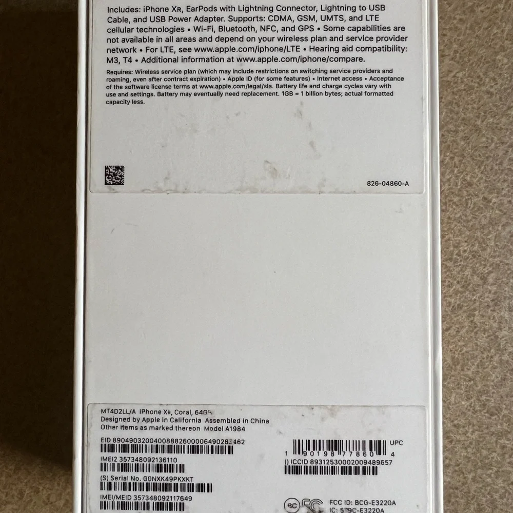 Empty iPhone XR Retail Box